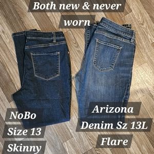 2 pairs size 13 Denim jeans skinny & flare